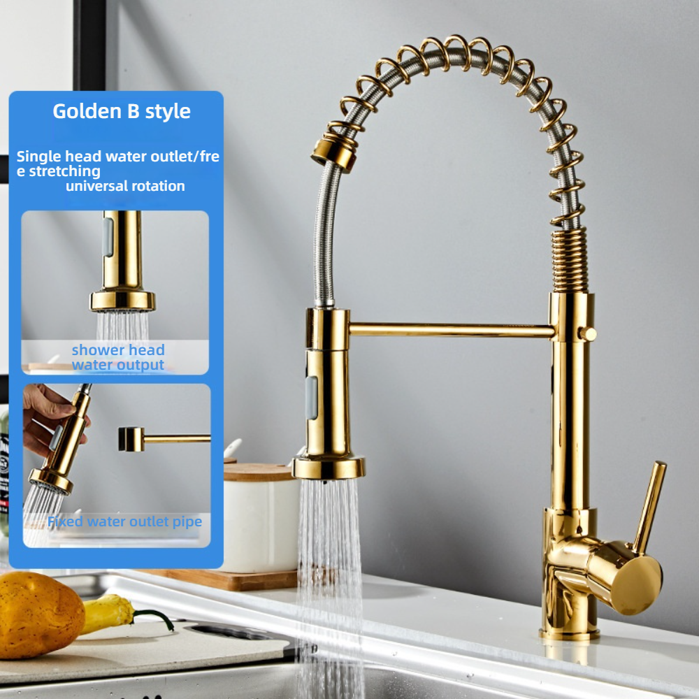 Douchette dorée à fonction unique [Sans flexible d'arrivée d'eau]