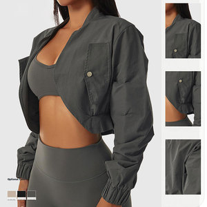 Chaqueta Deportiva Corta con Cierre para Mujer, Diseño ODM de Fábrica, Transpirable, Ligera, Sin Costuras, <span class=keywords><strong>Tallas</strong></span> <span class=keywords><strong>Grandes</strong></span>, Secado Rápido, Ecológica, para Gimnasio y Deportes - Product Image 4