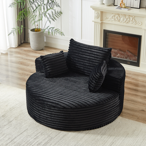 Corduroy Foam Single Swivel Chair, Fluffy Modern <b>Sleeper</b>, 360 Degree Swivel Chair for Living Room - Product Image 5