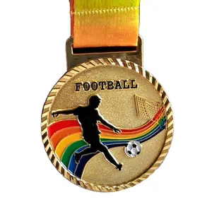 पेशेवर कास्टिंग पुरस्कार खेल बनाने के साथ धातु पदक रिबन कस्टम बास्केटबॉल फुटबॉल स्वर्ण पदक