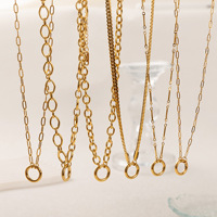 Collier sportif DIY de style basique pour femme - Design chaîne serpent avec épingle de sûreté en acier inoxydable plaqué or 18 carats par aspiration