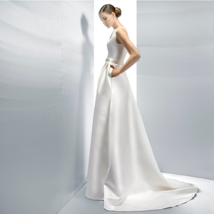 Robe en mousseline S3236F 2026 nouvelle collection, minimaliste, à sequins, coupe trapèze, taille naturelle, en fibre de polyester écologique, col en V profond, amincissante - Product Image 3