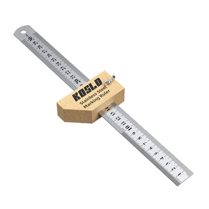 Casillas Carpenter Marking Ruler 30Cm Stainless Steel With Beech Wood Stop Block For Woodworking Measurement - Product Image 3