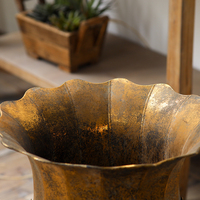 Urnes et jardinières de jardin en fer doré, style antique rustique, pour pelouse, patio et extérieur