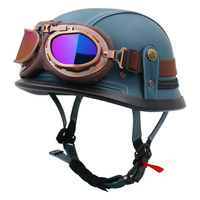 Casque en cuir Vintage allemand de la seconde guerre mondiale, demi-casque d'été, demi-casque demi-couvert, casque de moto pour hommes et femmes