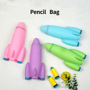 창의적인 로켓 만화 실리콘 문구 가방 - 새로운 귀여운 선물 학생 필통 용품 - Product Image 3