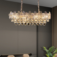 Luminaires modernes Fleur Cristal Verre Ovale Ronde Cuisine Îlot Lustre Salon Suspension LED