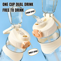 Bouteille d'eau infuseur de fruits Tritan sans BPA de 750 ml avec double couvercle, paille et verrou de sécurité pour le sport, les voyages et l'extérieur