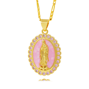 Colgante <span class=keywords><strong>de</strong></span> la <span class=keywords><strong>Virgen</strong></span> María Chapado en Oro <span class=keywords><strong>de</strong></span> 18K, Estilo Coqueta, Alto Brillo, Regalo para el Día <span class=keywords><strong>de</strong></span> la Madre, Joyería para Primera Comunión - Product Image 4