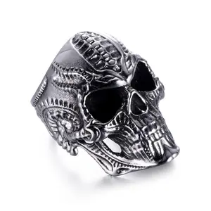 Vendita calda lega di titanio mostro demone eteromorfo iron blood Warrior Skull anello maschile anello guerriero