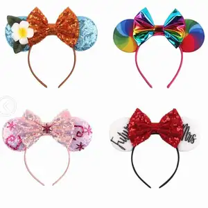 Full Sequins Cute Mouse Ear Headband Sequined Bow Hair Accessories Children Mickey Ears Baby Accessories