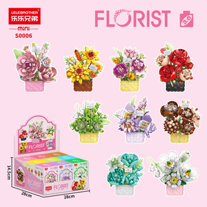 Panier de fleurs en blocs de construction, jouet éducatif en micro-particules pour filles de 5 à 7 ans, ensemble d'assemblage pour décoration de la maison - Product Image 2