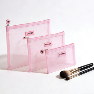 <span class=keywords><strong>Bolsa</strong></span> <span class=keywords><strong>de</strong></span> Maquillaje <span class=keywords><strong>de</strong></span> Malla <span class=keywords><strong>de</strong></span> Nailon Rosa Bebé con Logotipo Personalizado, <span class=keywords><strong>Bolsa</strong></span> <span class=keywords><strong>de</strong></span> Cosméticos con Cremallera <span class=keywords><strong>de</strong></span> Silicona - Product Image 5
