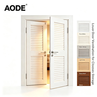 Porte intérieure en bois blanc à persiennes, en bois massif, avec conception de ventilation optimisée, pour rangement de placard