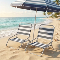 Chaise de plage rayée en tissu Oxford durable, confortable, portable, avec structure métallique, pliable pour le camping en plein air