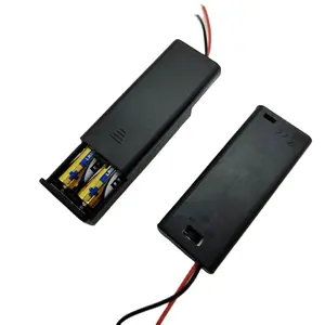 Soporte de batería de tamaño AAA 2 celdas UM4 paralelo 1,5 V interruptor de encendido y apagado fundas de plástico con elementos AAA Bettery Case 2 * AAA