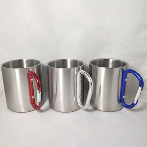 Tasse à café portable en acier inoxydable double paroi avec mousqueton pour camping, randonnée et escalade - Product Image 2