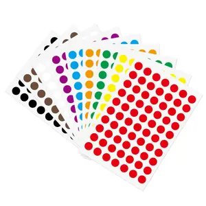 Custom Printing 10 colors 1cm Circle Dot Stickers Cartoon Cute Kiss Cut Decorations for Kids Colorful Adhesive Sticker Sheets