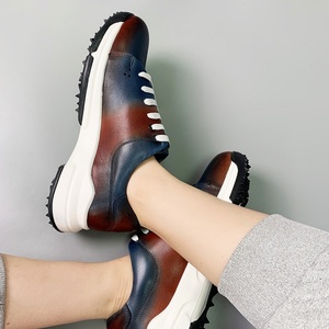 Zapatos Casuales de Piel Genuina de Primera Capa de Piel de Vaca para Hombre, con Cordones, Punta Redonda, Antideslizantes, con Suela de Golf para Aumentar la Altura, Deportivos, para Todas las Temporadas - Product Image 3