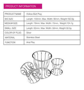 سدادة شرجية مجوفة من الفولاذ المقاوم للصدأ بأحجام متعددة للعب الشرجي - Product Image 6