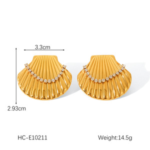Boucles d'oreilles en acier inoxydable de style géométrique plaqué or 14 carats bijoux de mode à la mode durables non allergènes pour les fêtes et les mariages - Product Image 2