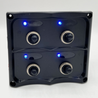 Panel Saklar Toggle SPST DC12V 3/4/5/6 Gang dengan Fuse Holder, 3J/S & 5J/S Dengan Soket 12V untuk Kapal Laut, Truk, Motor, RV