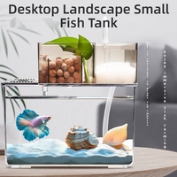 Mini aquarium de bureau en acrylique 5L, écologique, pour poissons Betta, avec filtre de circulation intégré, transparent, pour salon, chambre à coucher