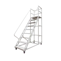 Échelle mobile multifonctionnelle avec plateforme de travail, passerelle industrielle, escalier en acier, design moderne pour usage en entrepôt