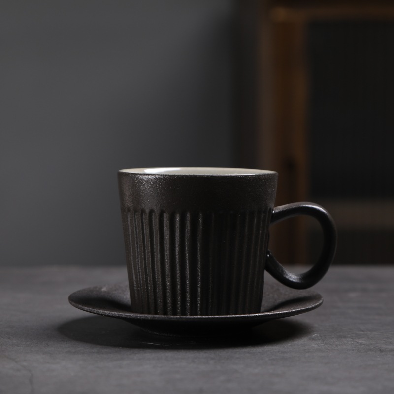 Tasse à café + soucoupe motif vertical 263-e-noir-170ml-universel