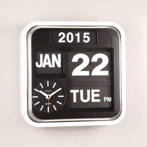 Horloge <span class=keywords><strong>de</strong></span> bureau à rabat rétro design vintage horloge <span class=keywords><strong>de</strong></span> table <span class=keywords><strong>de</strong></span> bureau à rabat automatique grand nombre engrenage interne alimenté par batterie - Product Image 2
