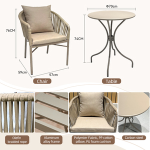 Chaises de jardin modernes au design unique pour l'intérieur et l'<span class=keywords><strong>extérieur</strong></span>, pour restaurant, avec structure en aluminium, table en acier au carbone, ensembles de chaises en corde <span class=keywords><strong>tressée</strong></span> - Product Image 2