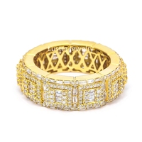 Bijoux lustrés Bague d'éternité en or 10/14/18 carats Hiphop Moissanite avec diamant pour hommes en argent sterling 925