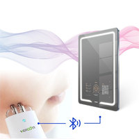 Miroir de salle de bain intelligent à LED avec éclairage frontal interactif Vercon, alimenté par Android OS, avec haut-parleurs WiFi, diffusion de téléphone, étanche, anti-buée