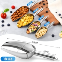 Pelle à glace en acier inoxydable 4 tailles, pelle multi-usages pour aliments secs, noix, céréales, bonbons, farine, bar, buffet, cuisine, garde-manger