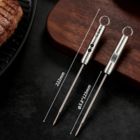 Termometer Makanan Digital Stainless Steel dengan LCD Backlight dan Probe Daging untuk Dapur dan BBQ