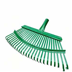 Râteau à gazon robuste en acier inoxydable avec manche en bois de 1,2 m, 22/25 <span class=keywords><strong>dents</strong></span>, pour le nettoyage des feuilles dans le jardin, la pelouse et la cour - Product Image 2