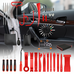 Kit de 63 Piezas para Desmontar Tapicería de Coche, Herramienta de Plástico para Paneles, Juego de Desmontaje para Reparación Automotriz, Estuche Blando Rojo - Product Image 2