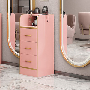 Estilo moderno Barbería y peluquería para el hogar Mesa de herramientas especiales Madera y metal Salón de belleza Cajón Tipo Estante Gabinete - Product Image 1