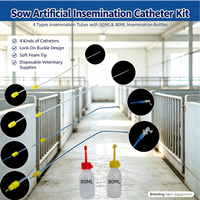 Kit de Cathéters d'Insémination Artificielle pour Truies, Cathéters à Embout en Mousse Jetables avec Bouteilles d'Insémination de 80 ml pour Élevage Porcin