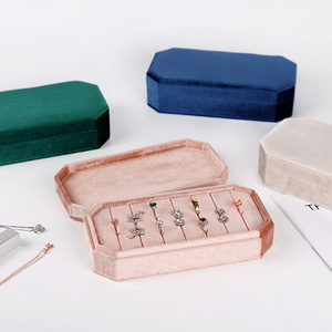 Factory Wholesale Pink Blue Green YellowJewellery Packaging Ring Earring Display Gift Velvet Box For Jewelry Packing