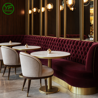 Vente directe d'usine - Mobilier de restaurant en velours rouge - Tables et chaises avec structure métallique et plateau en marbre - Banquettes pour hôtel