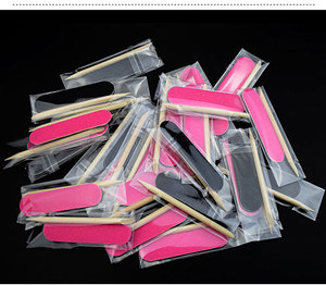 Ensemble de manucure professionnel à bas <span class=keywords><strong>prix</strong></span>, mini lime à ongles colorée et bâton en bois orange pour application d'autocollants à ongles en stock - Product Image 1