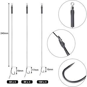 12pcs Crochets de <span class=keywords><strong>carpe</strong></span> à tige courbe sans ardillon Matériel de pêche en eau douce/salée pour les plates-formes de cheveux utilisés dans la pêche à la <span class=keywords><strong>carpe</strong></span> - Product Image 2