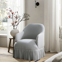 Fauteuils d'appoint rembourrés rayés blancs et rouges de style vintage français pour salon, chambre à coucher, fauteuil à jupe, chaise de coiffeuse à vendre
