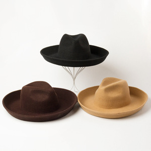 New Style Hot Sell Fashion Wide Brim Wool Felt Roll up Brim <strong>Fedora</strong> <strong>Hat</strong> up <strong>Mens</strong> Wool <strong>Hats</strong> - Product Image 6