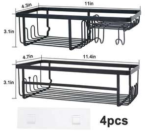Modern Stainless Steel <strong>Shower</strong> Organizer Soap Holder No Drilling Wall Mounted <strong>Shower</strong> Rack 4 Traceless Adhesive Hooks Bathroom - Product Image 6