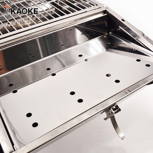 KAOKE 15 Inch Foldable <strong>BBQ</strong> Grill Portable Stainless Steel Grill Camping <strong>BBQ</strong> Grill Outdoor Double <strong>Barrel</strong> Charcoal <strong>BBQ</strong> - Product Image 5