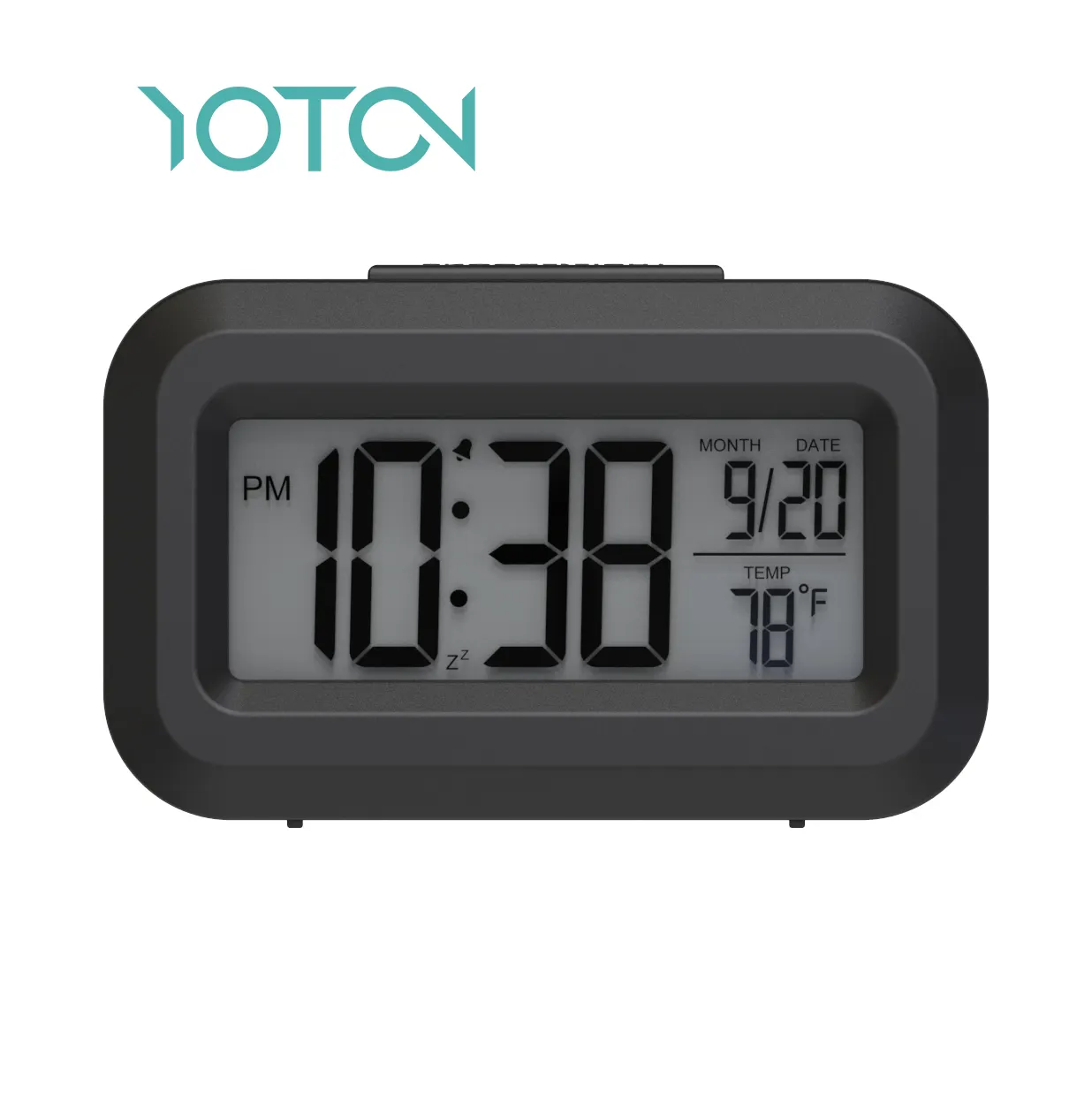 Despertador digital de mesa LCD de tamanho pequeno com luz de fundo de temperatura e calendário
