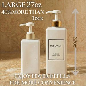 300ml Customizable Square PET <b>Plastic</b> Bottles Gold Plated Press Pump Cap for Face Cream Facial Cleanser Lotion Shampoo Shower - Product Image 3
