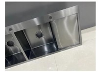 Wastafel Dapur Baja Tahan Karat 304 Buatan Tangan dengan Rak Pengering, Baskom Dalam, Pemasangan Atas/Bawah, Produsen OEM